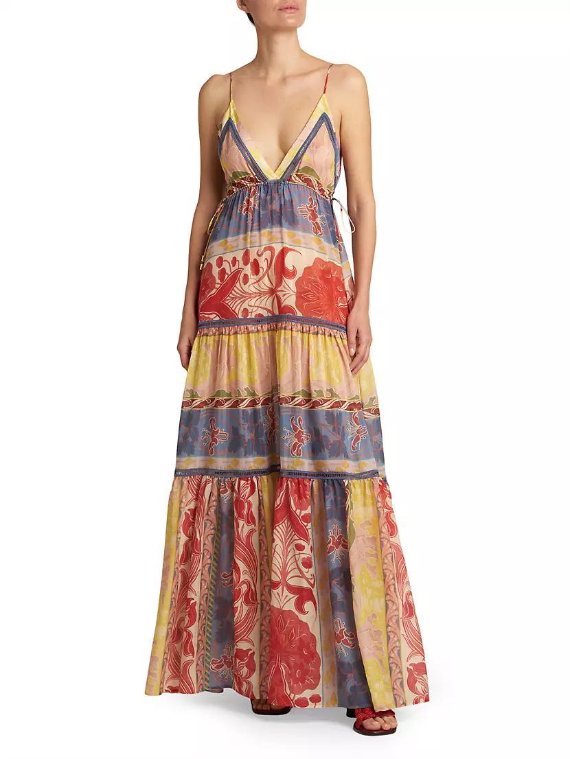 Patchwork Tiered Long Dress Product Image