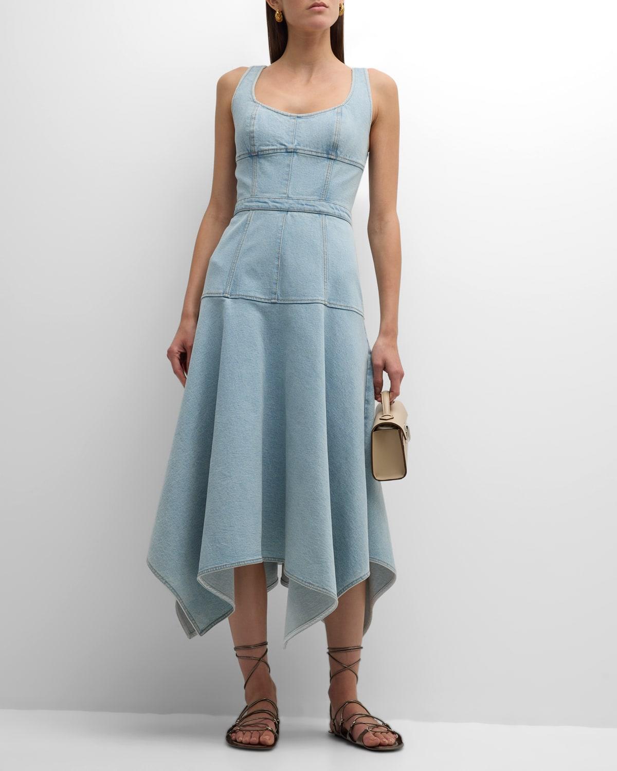 Womens Denim Handkerchief Midi-Dress Product Image