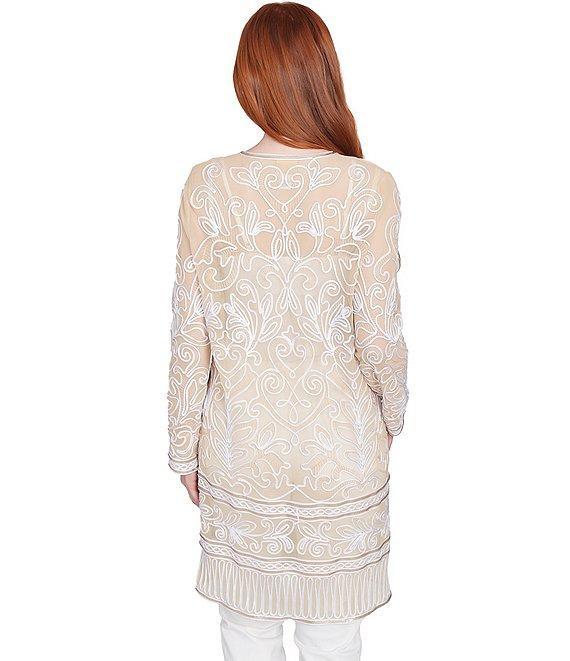 Ruby Rd. Embroidered Mesh Round Neck Long Sleeve Jacket Product Image