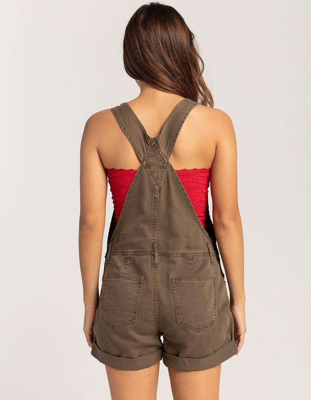 RSQ Womens Twill Washed Shortalls - BROWN Product Image