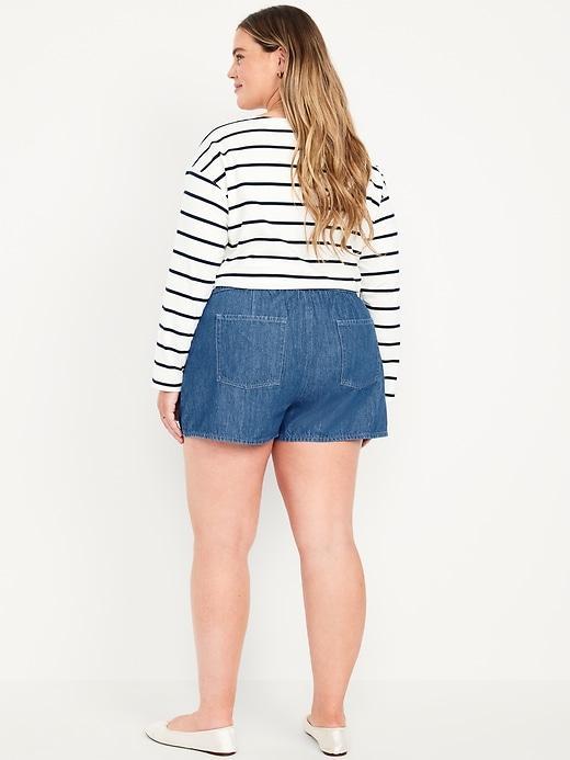High-Waisted Baggy Jean Shorts Product Image