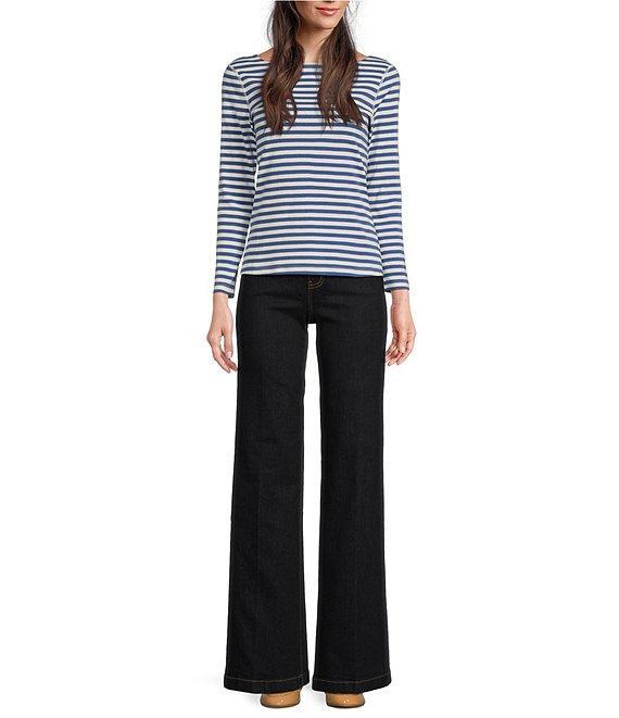 J.McLaughlin Goldie Knit Stripe Print Boat Neck Bracelet Sleeve Tee Product Image