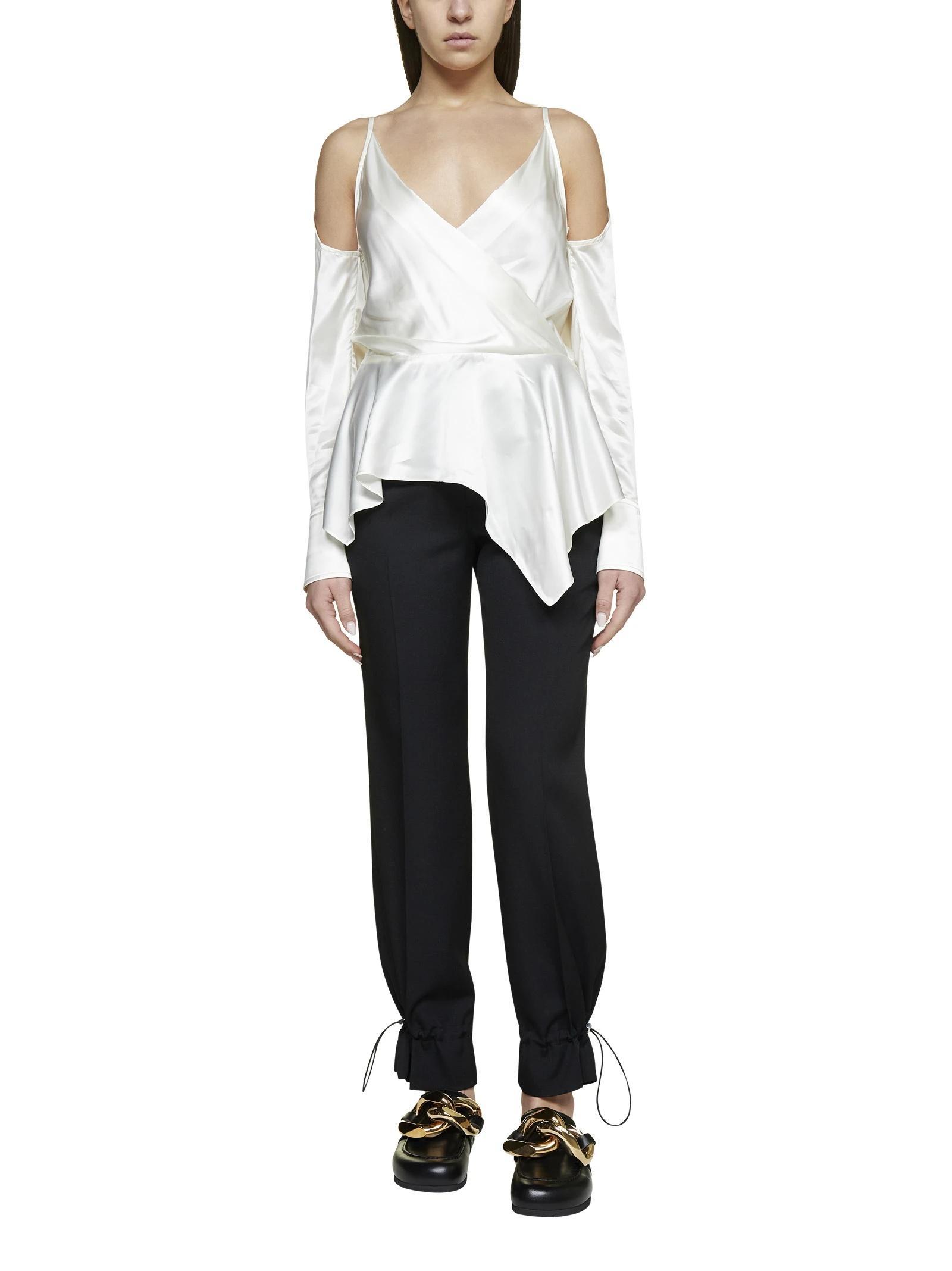 JW ANDERSON Draped Cold-shoulder Blouse In White Product Image