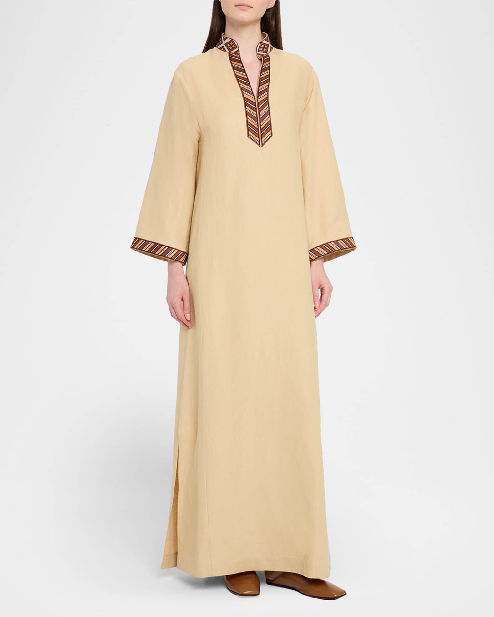 Tilde Stripe-Trim Long-Sleeve Maxi Dress Product Image