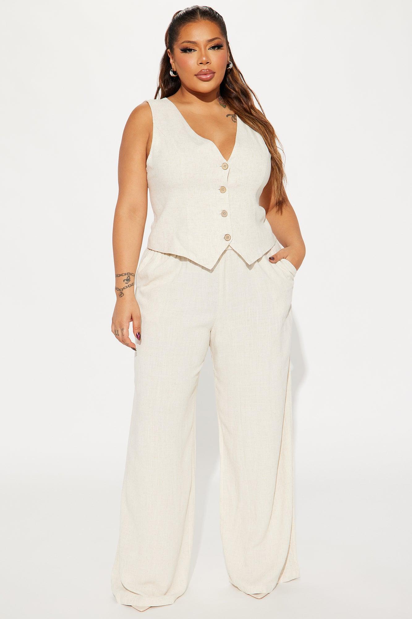 Better Off Linen Pant Set - Khaki Product Image