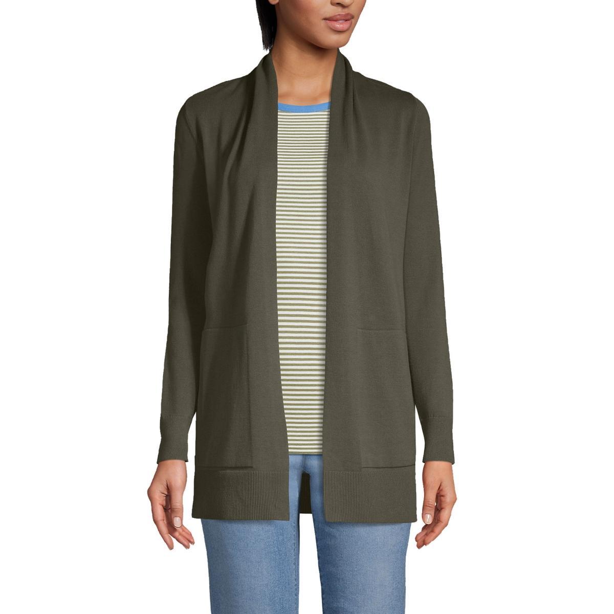 Women's Lands' End Open-Front Long Cardigan Sweater, Size: Medium, Radiant Blue Product Image