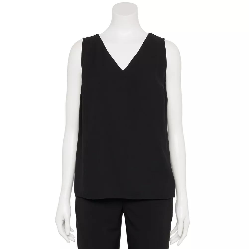 Women's Nine West Adaptive V-Neck Shell Tank Top, Size: XL, Mineral Black Product Image