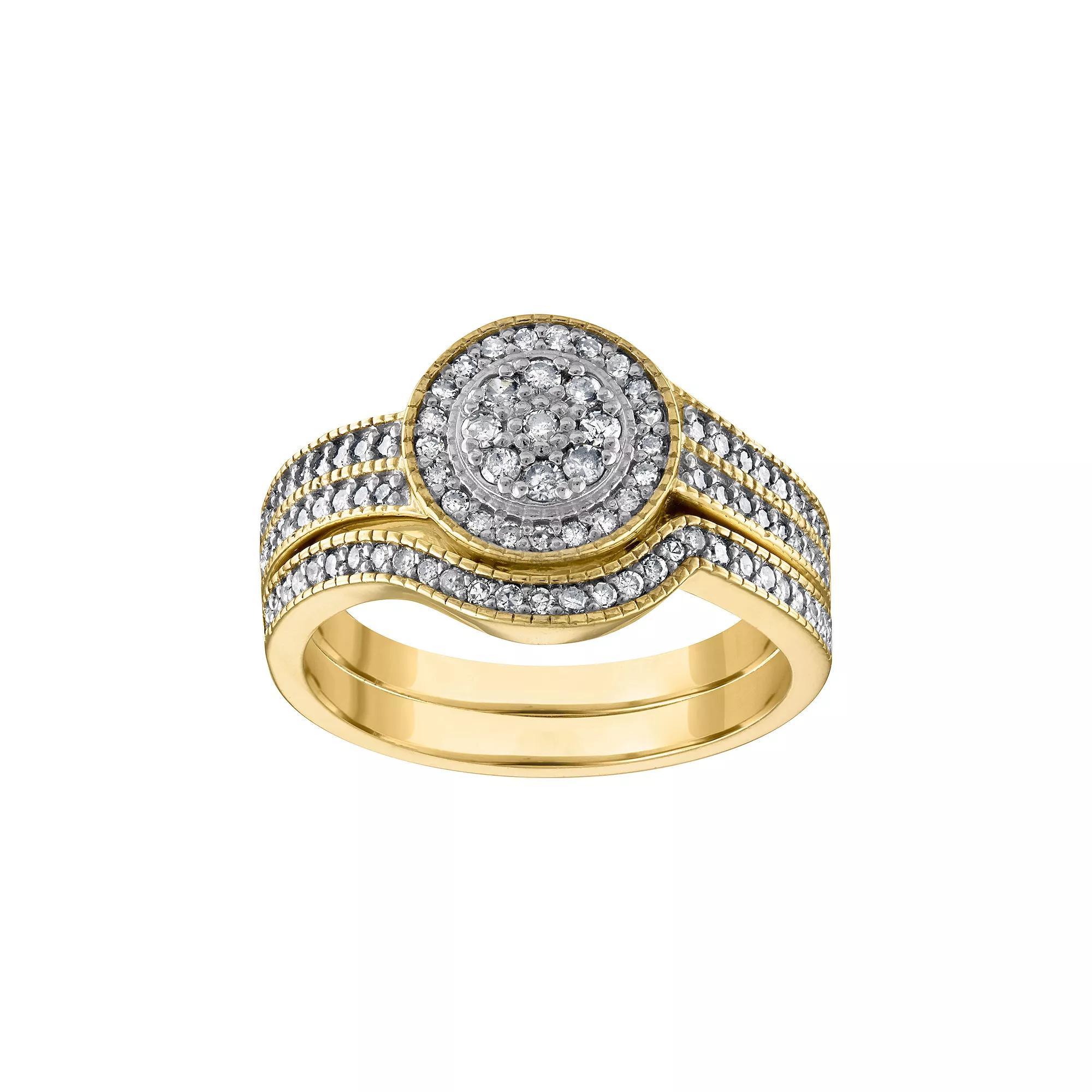 Tiara 14k Gold Over Silver Diamond Ring Set, Women's, Size: 10, Gold Tone Product Image