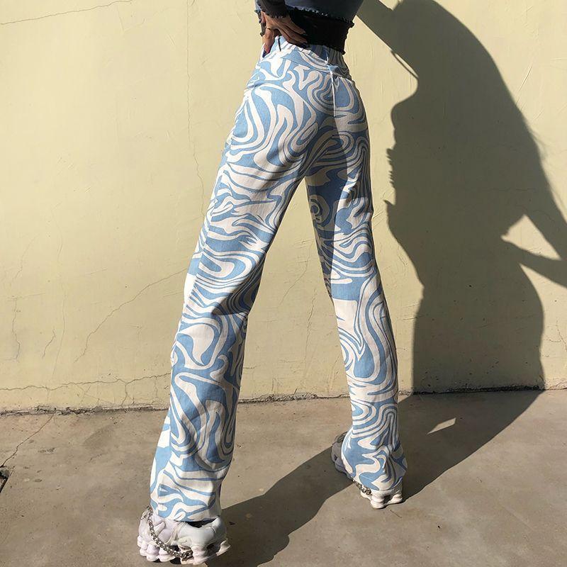 High-Waist Zebra Print Straight-Leg Jeans Product Image