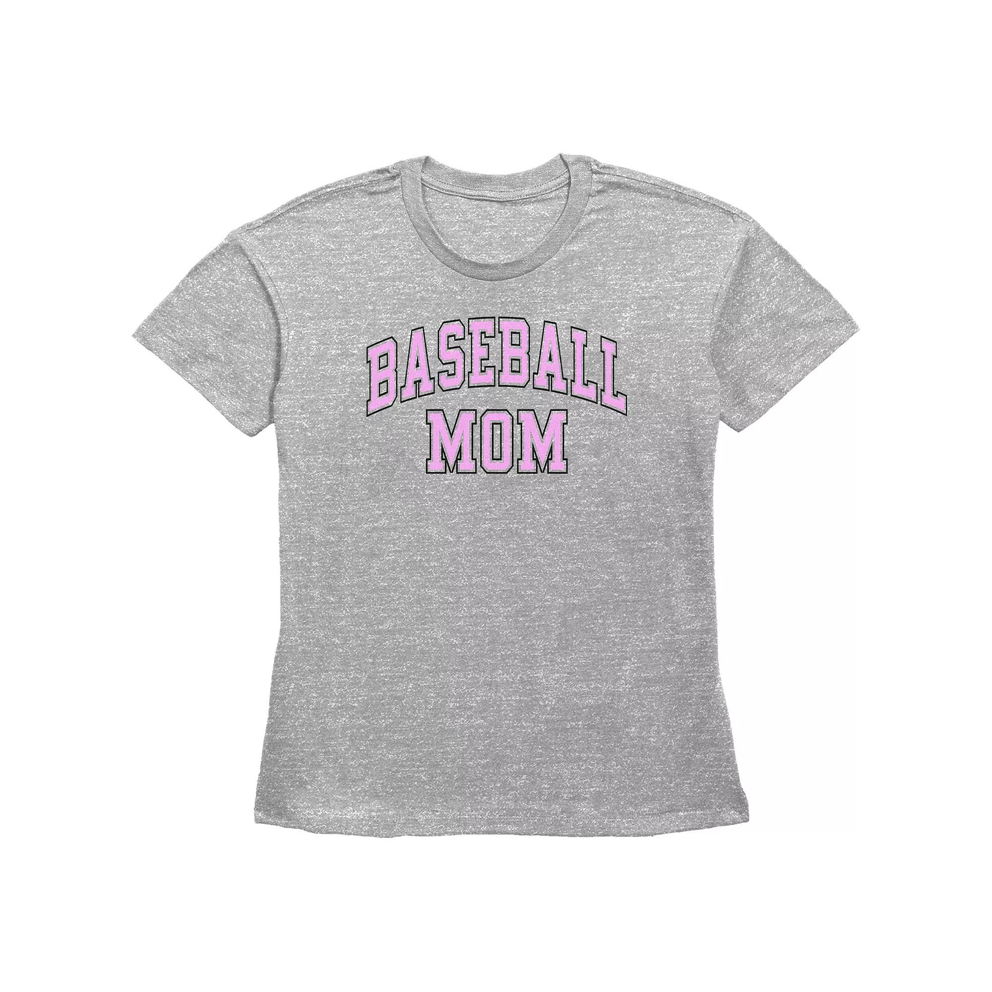 Women's Baseball Mom Basic Fit Graphic Tee, Size: XXL, Grey Gray Product Image