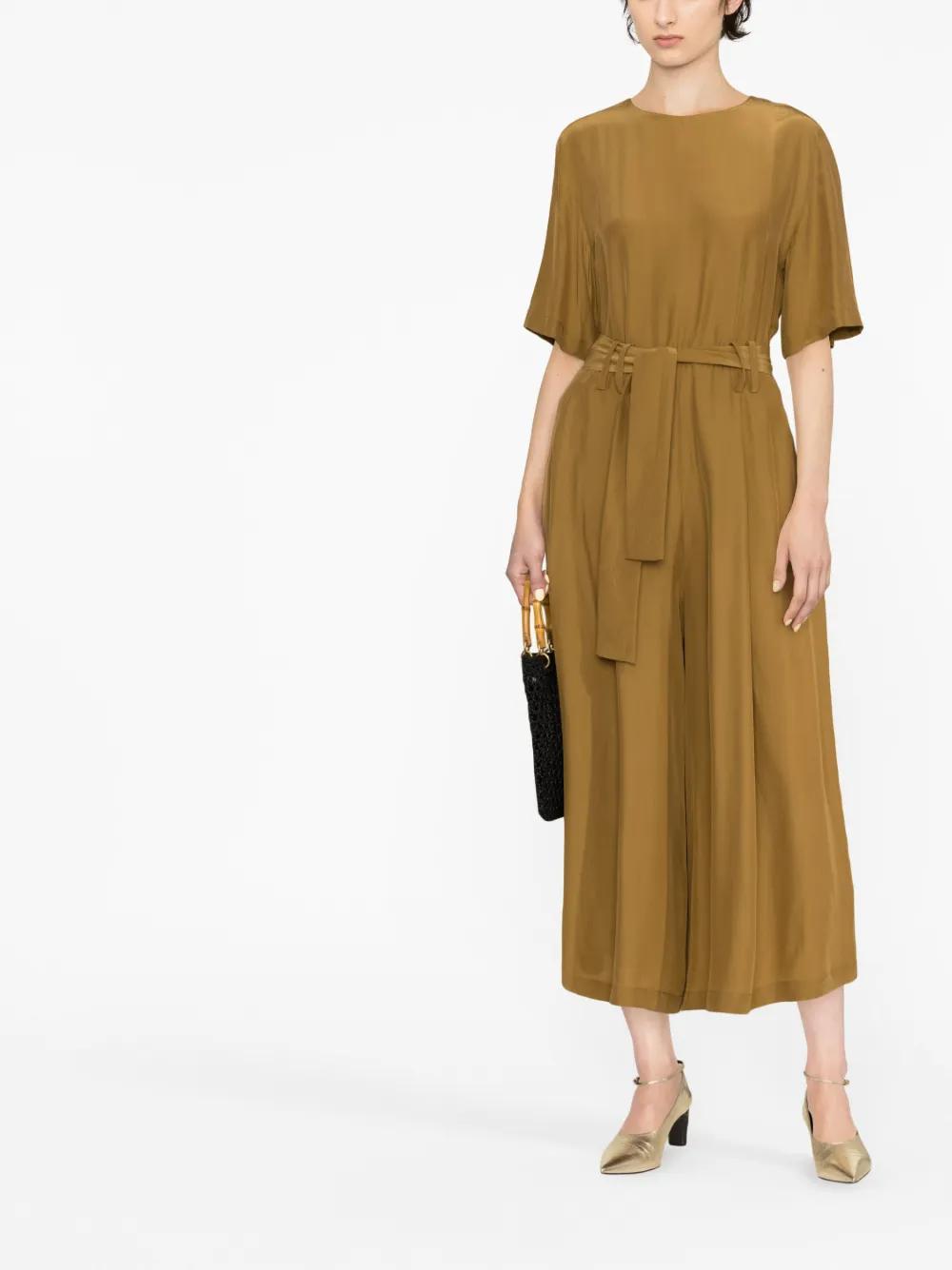 FABIANA FILIPPI Belted Cropped Jumpsuit In Green Product Image