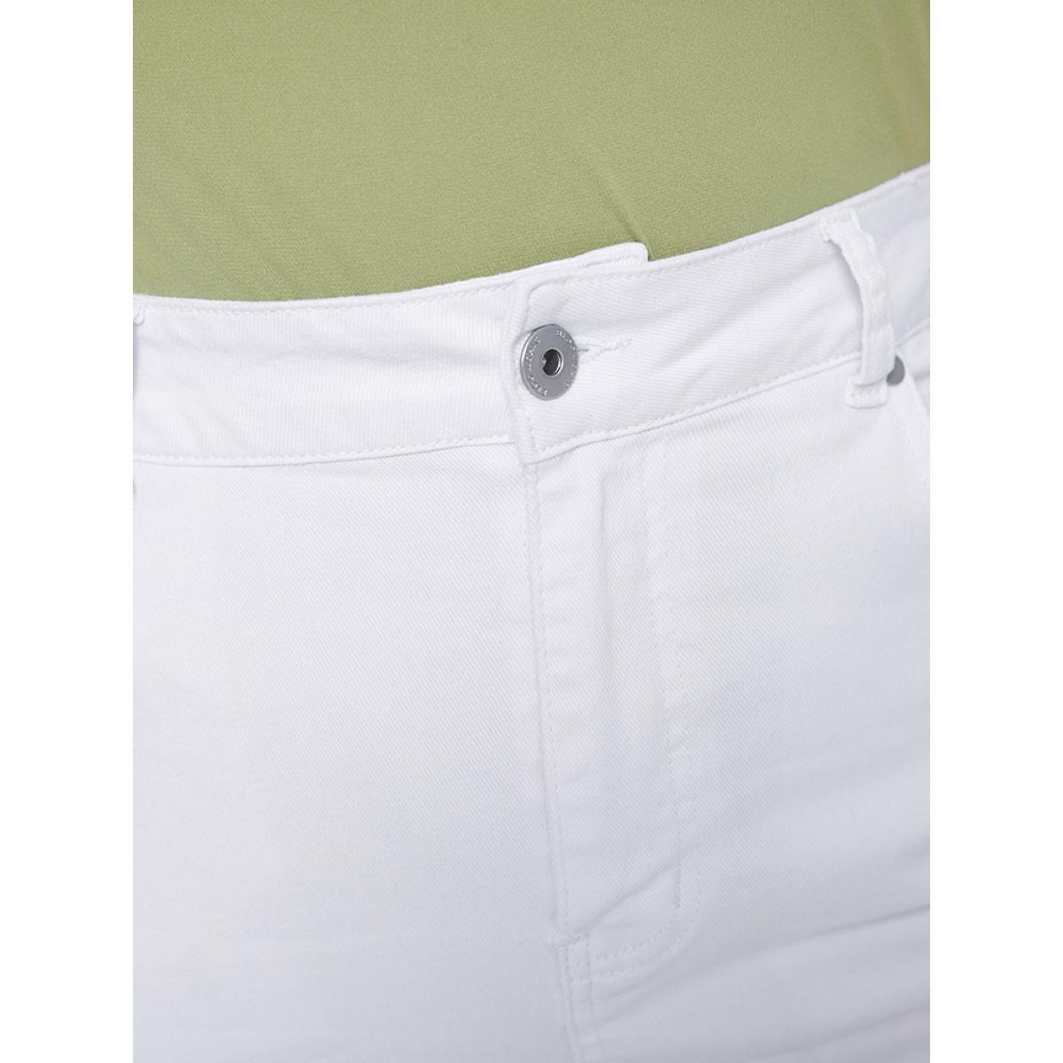 Plus Size Skinny Very Stretchy High Rise White Wash Jeans Women White Casual Plain High stretch Pocket Jeans BloomChic 30/6X Product Image