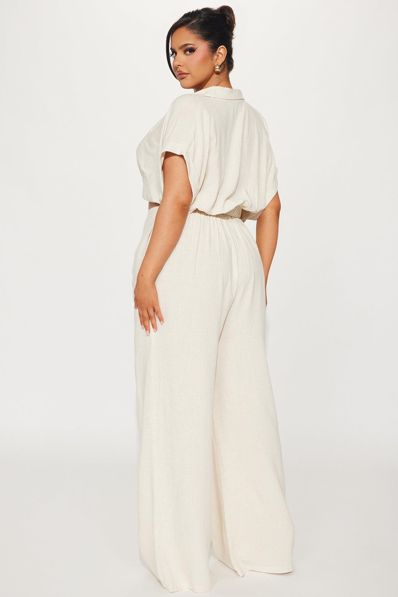 Andrea Linen Pant Set - Oatmeal Product Image