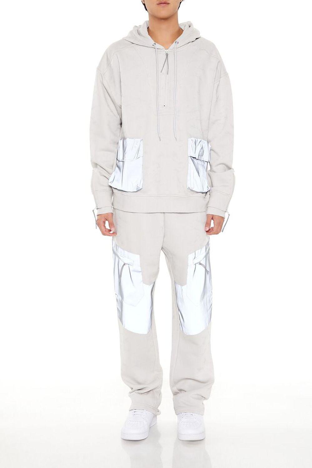 Washed Fleece Mixed Media Oversized Pocket Hoodie | Forever 21 Product Image
