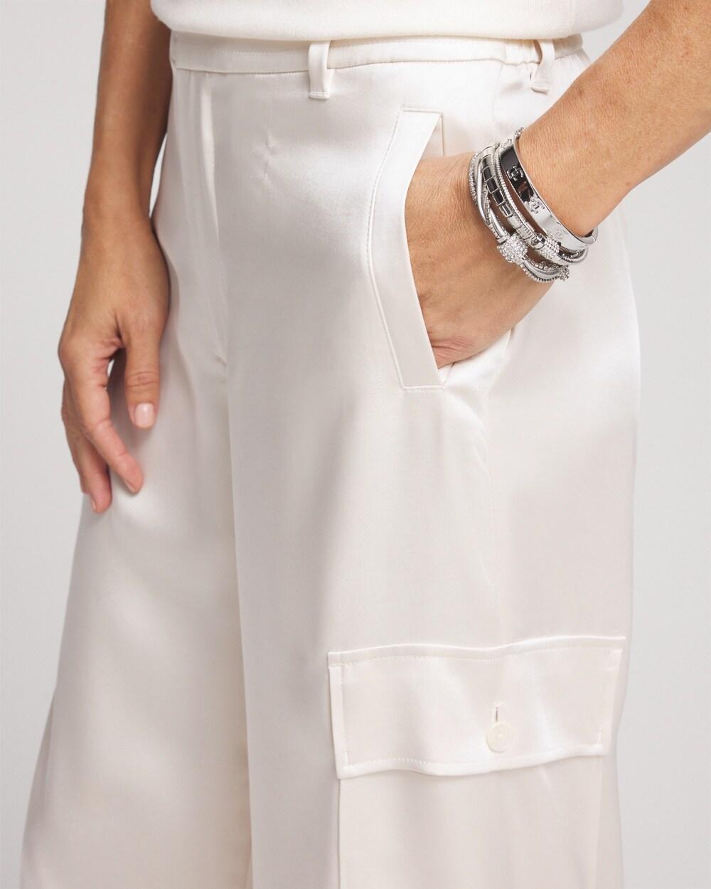Satin Wide Leg Cargo Pants Product Image