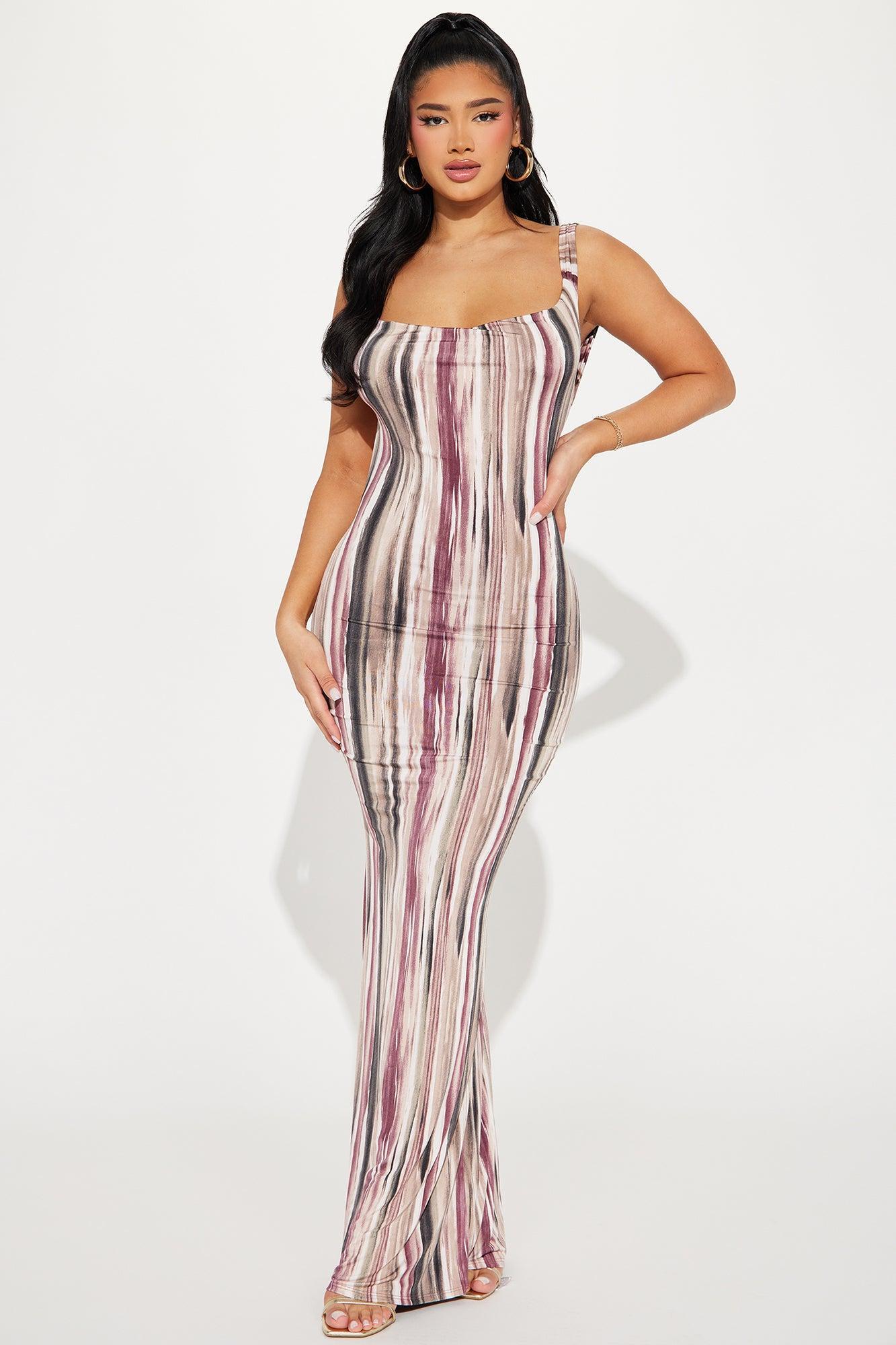 Erica Backless Maxi Dress - Brown/combo Product Image
