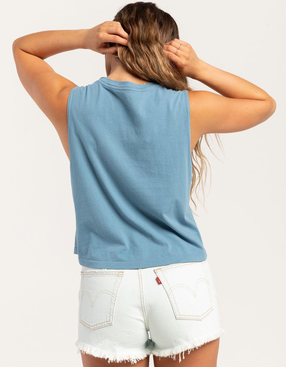 SALTY CREW Soarin' Womens Crop Muscle Tank - BLUE Product Image