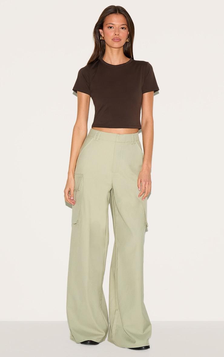 Sage Woven Pocket Detail Straight Leg Pant Product Image
