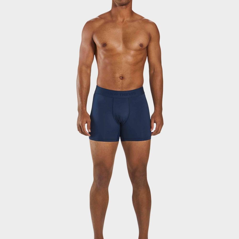 Pair of Thieves Men's Hustle Boxer Briefs 2pk - Black/Blue XL: Lightweight Knit, Full Waistband Elastic, Machine Washable Product Image