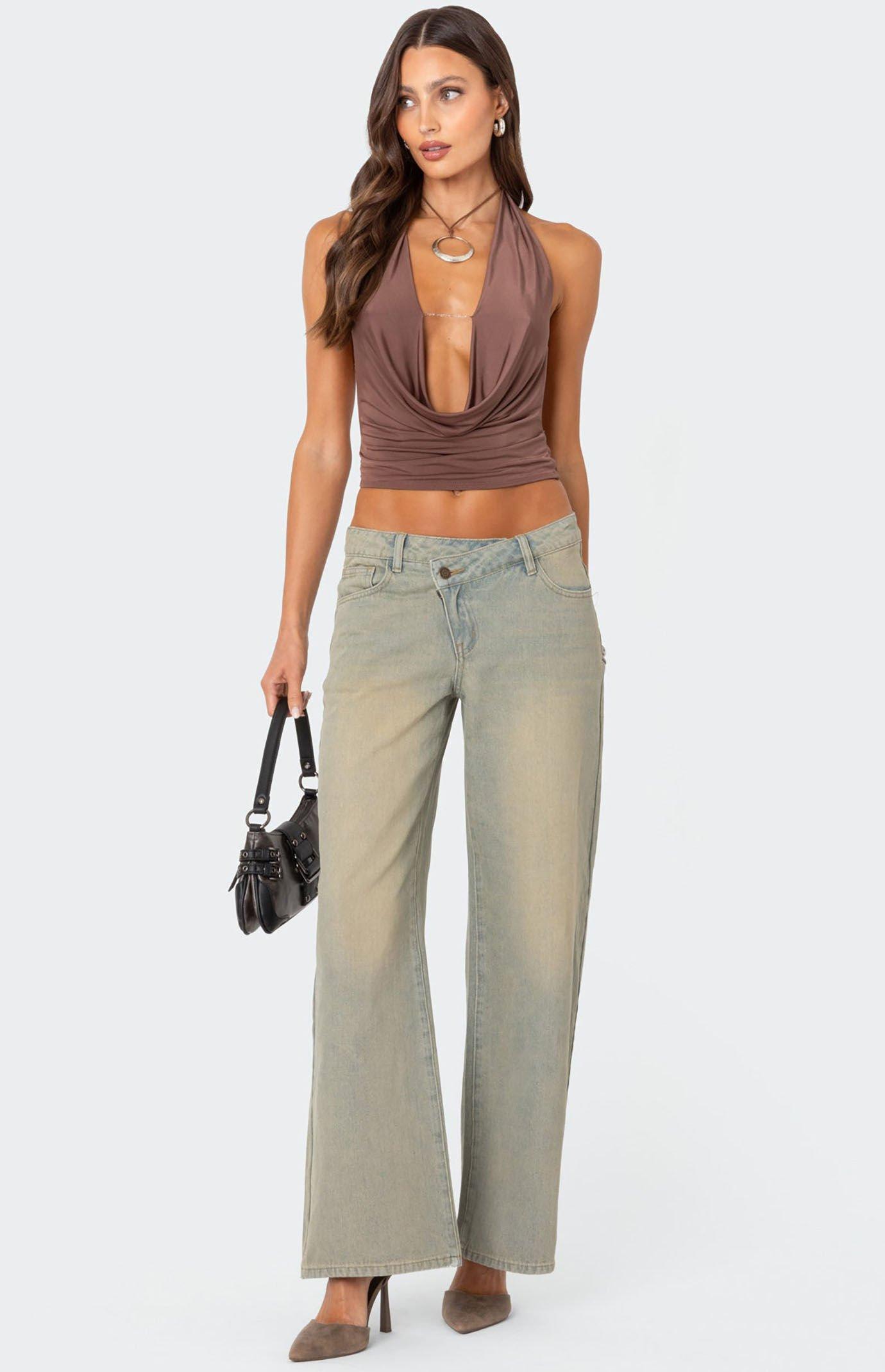 Edikted Women's Deep Cowl Neck Open Back Top Product Image