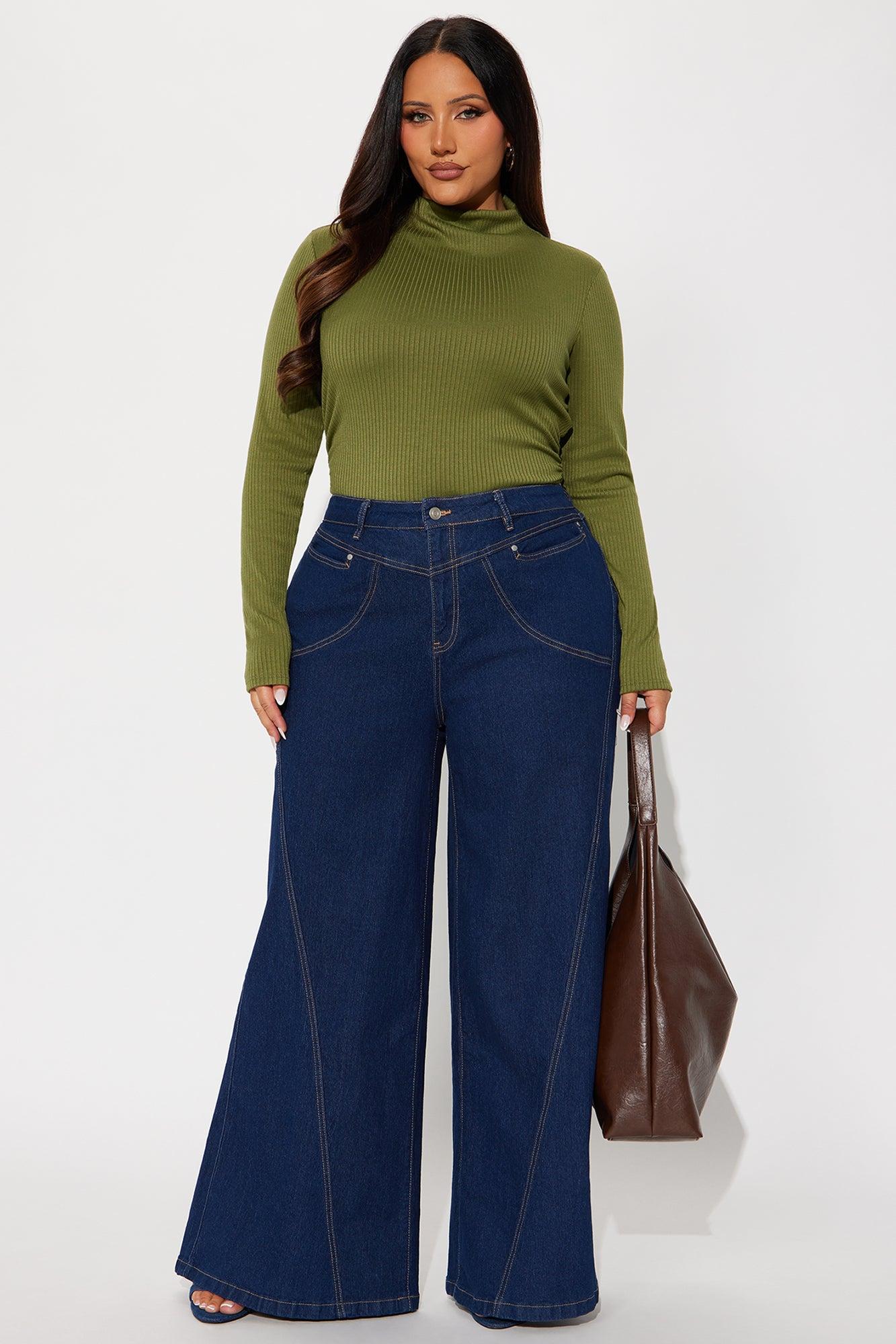 Americano Stretch Super Wide Leg Jeans - Dark Wash Product Image