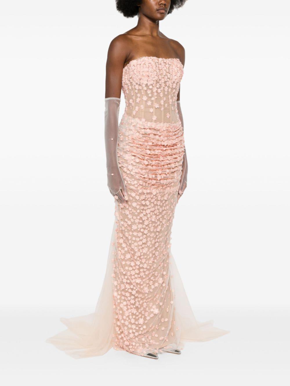 floral-appliqué long corset dress Product Image