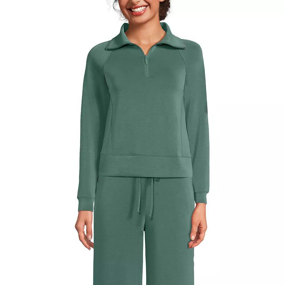 Women's Lands' End Long Sleeve Softest Touch Half-Zip Top, Size: XL, Washed Green Product Image
