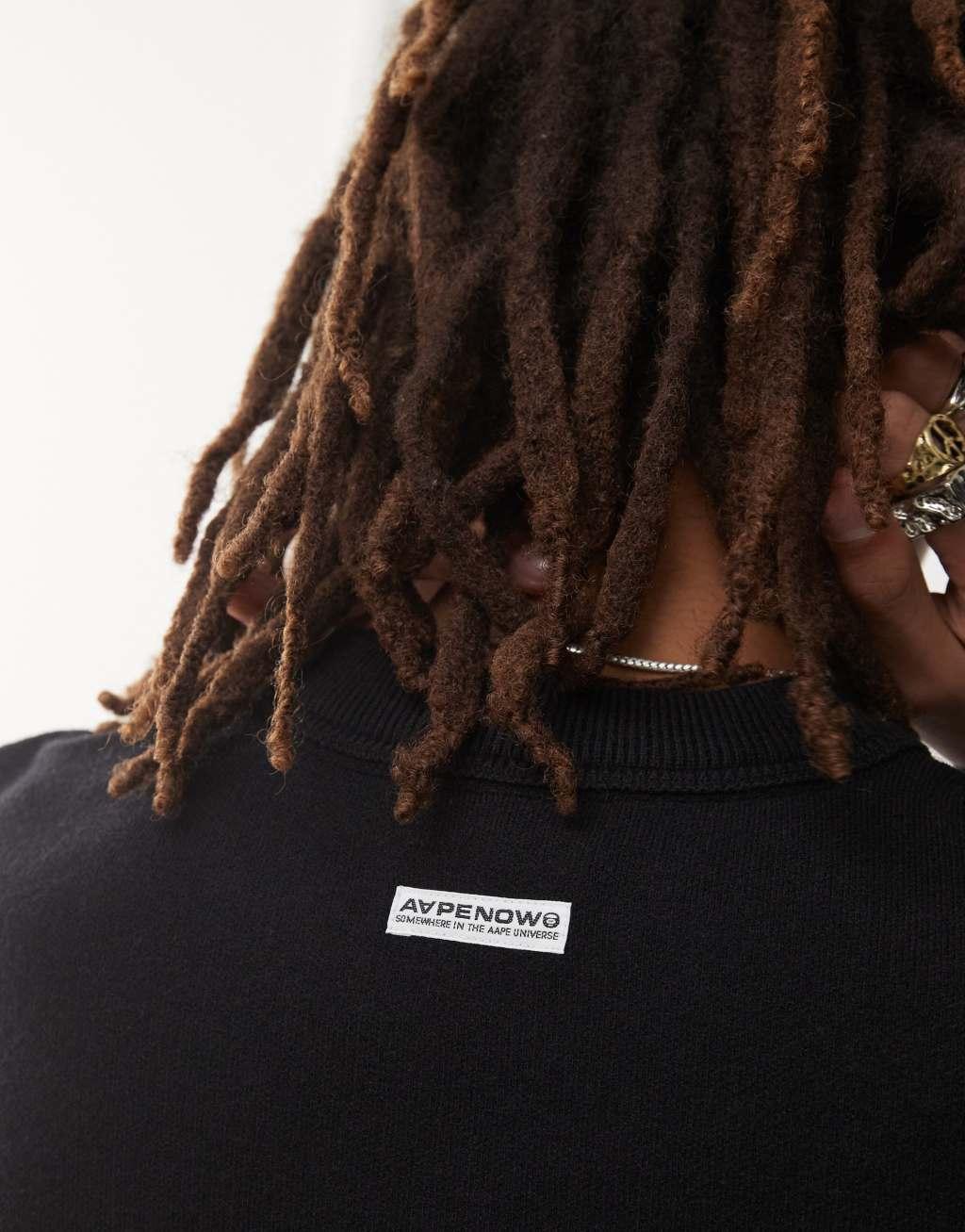 Aape By A Bathing Ape logo knit sweater in black Product Image