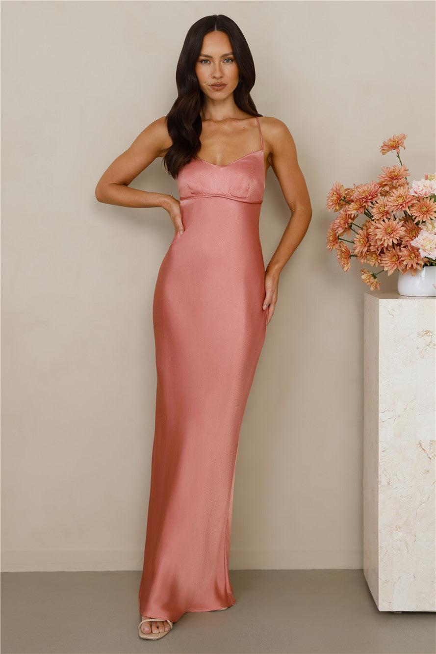 The Samara Satin Maxi Dress Rose Product Image