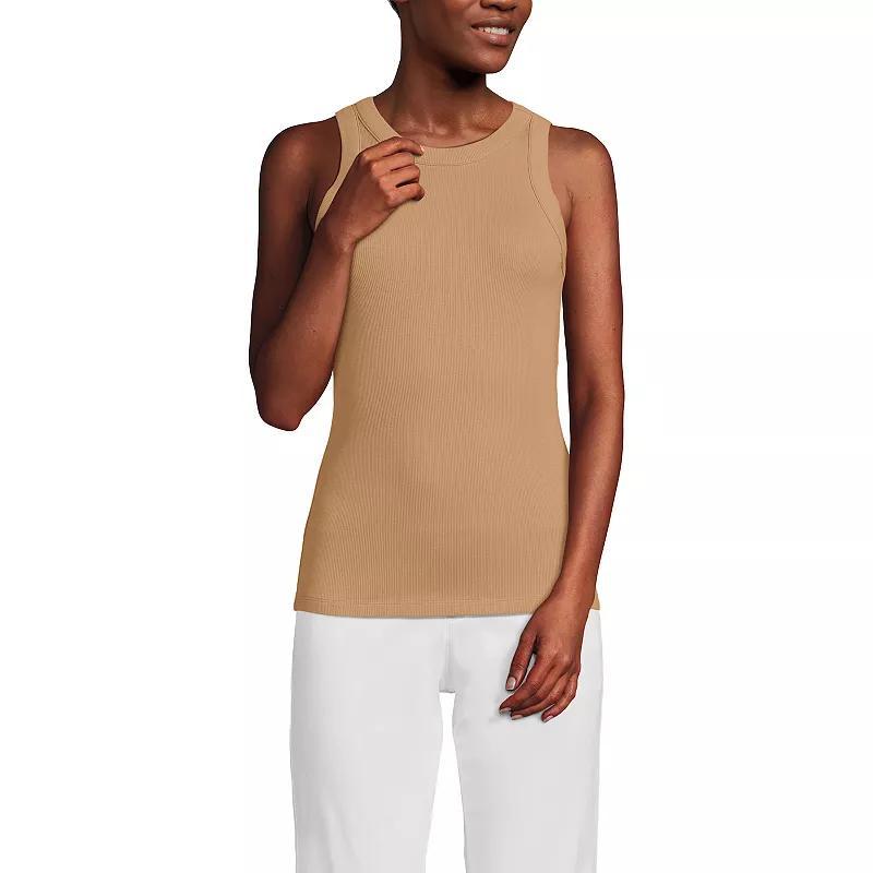 Women's Lands' End Crew Neck Tank Top, Size: XL, White Product Image