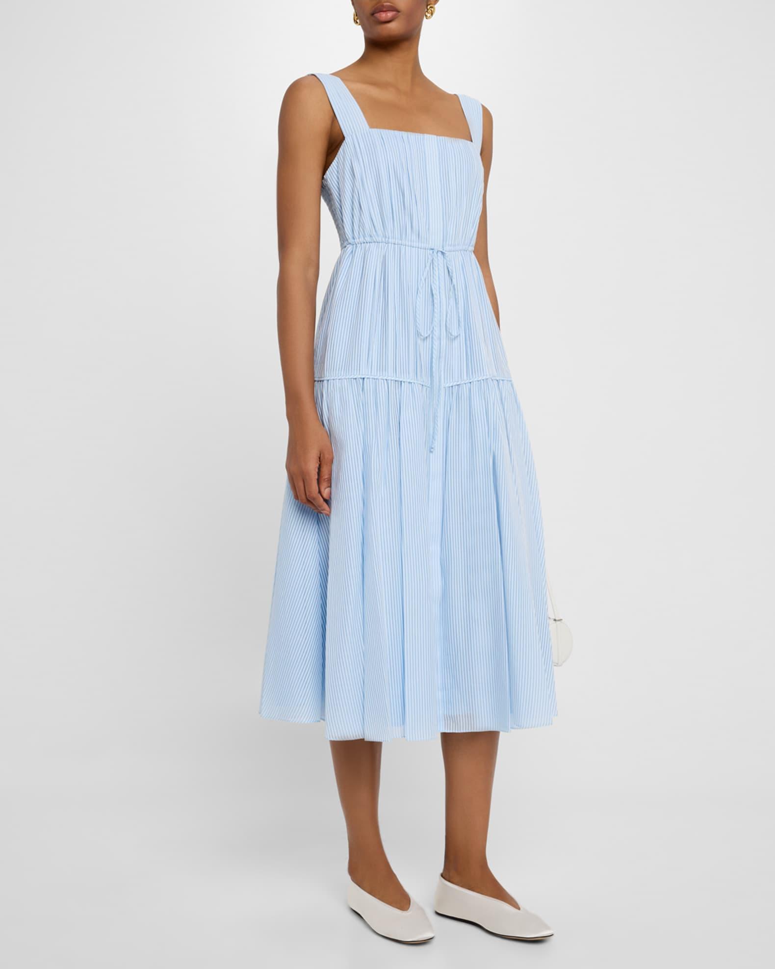 Reina Striped Cotton-Silk Midi Dress Product Image