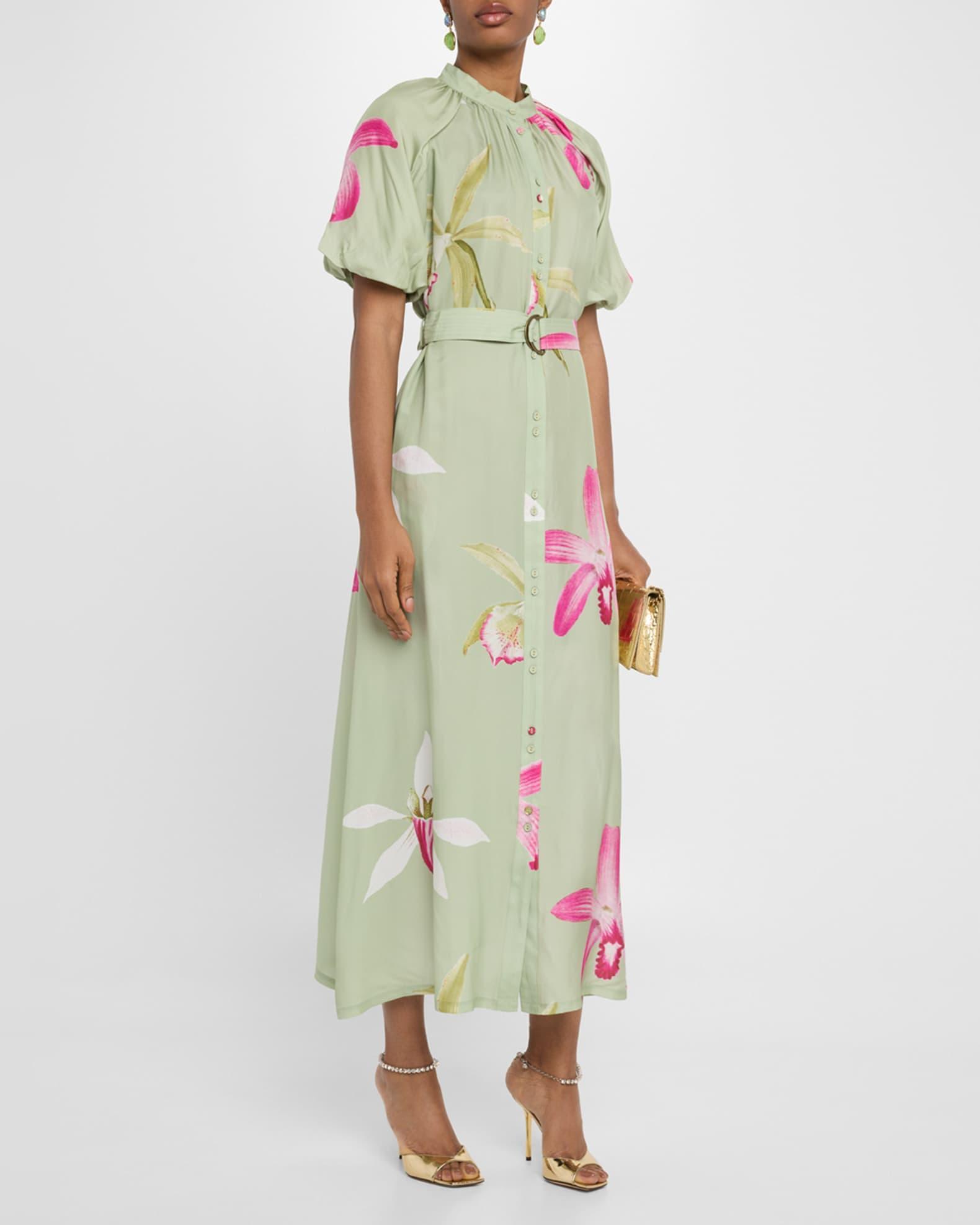 Emilia Belted Floral-Print Midi Shirtdress Product Image