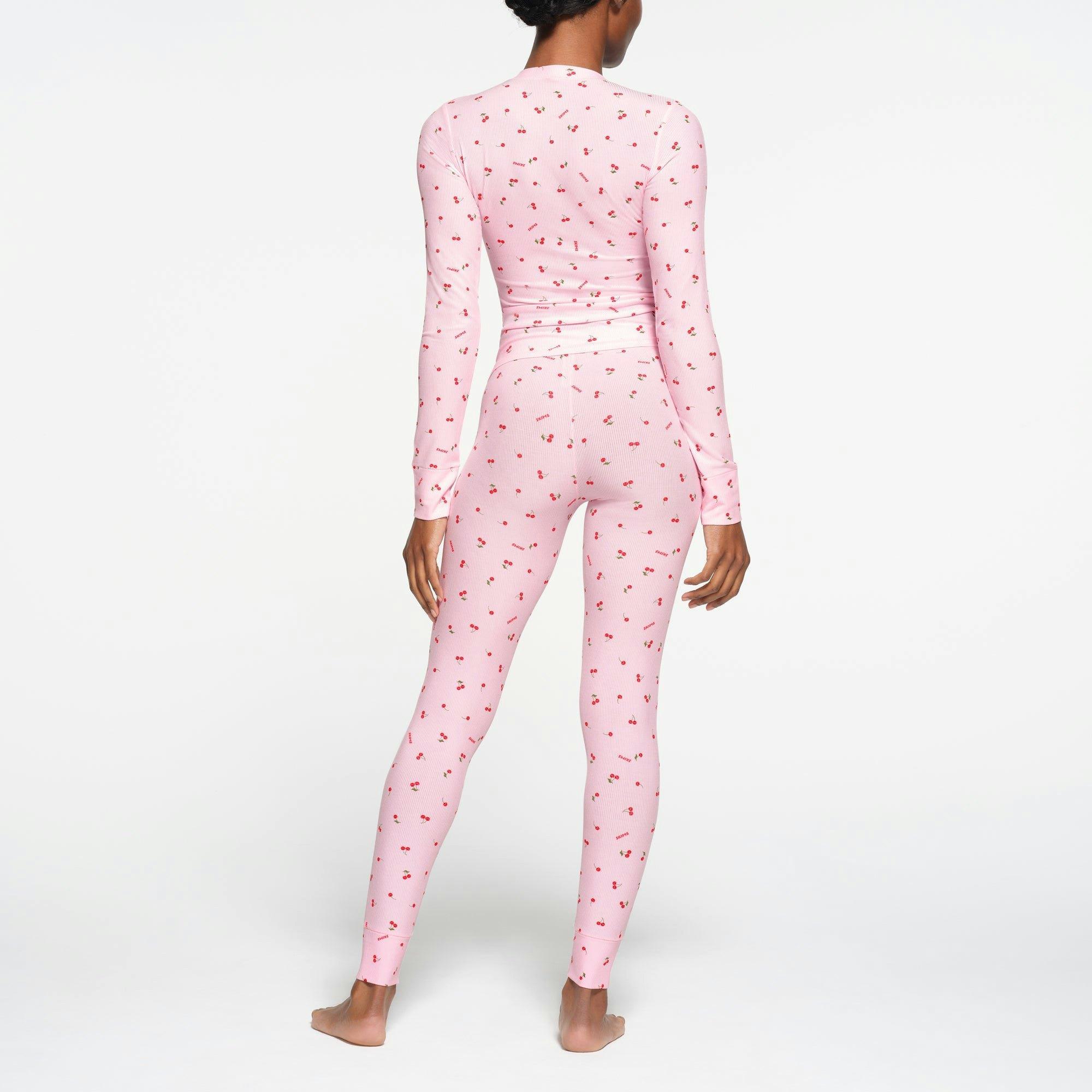 SOFT LOUNGE LONG SLEEVE HENLEY | CHERRY BLOSSOM PRINT Product Image