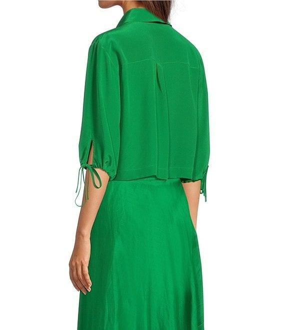 Marella Silk Shirt Collar Neck 3/4 Sleeve Blouse Product Image