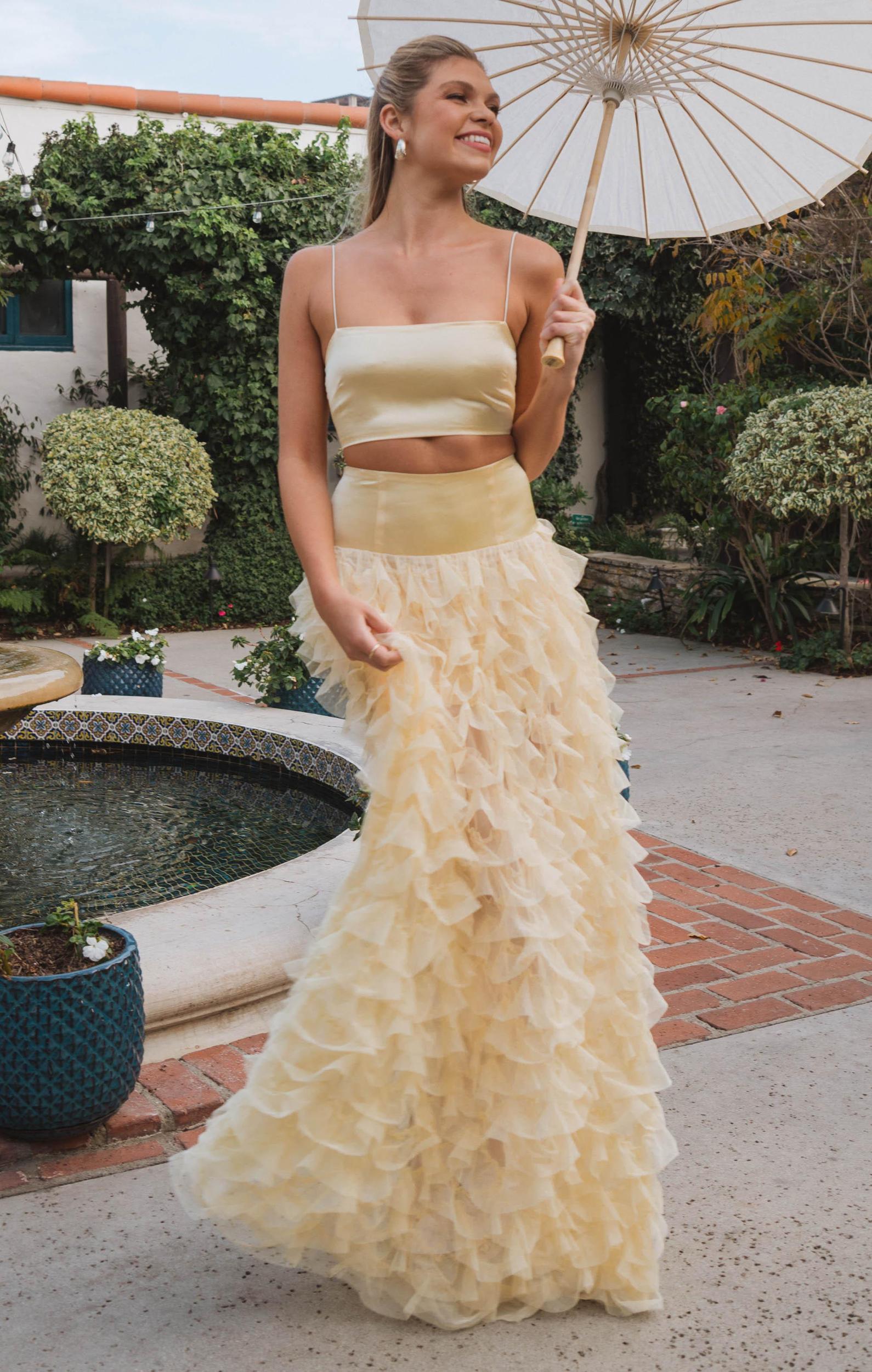 Tucker Top ~ Pale Yellow Luxe Satin Product Image