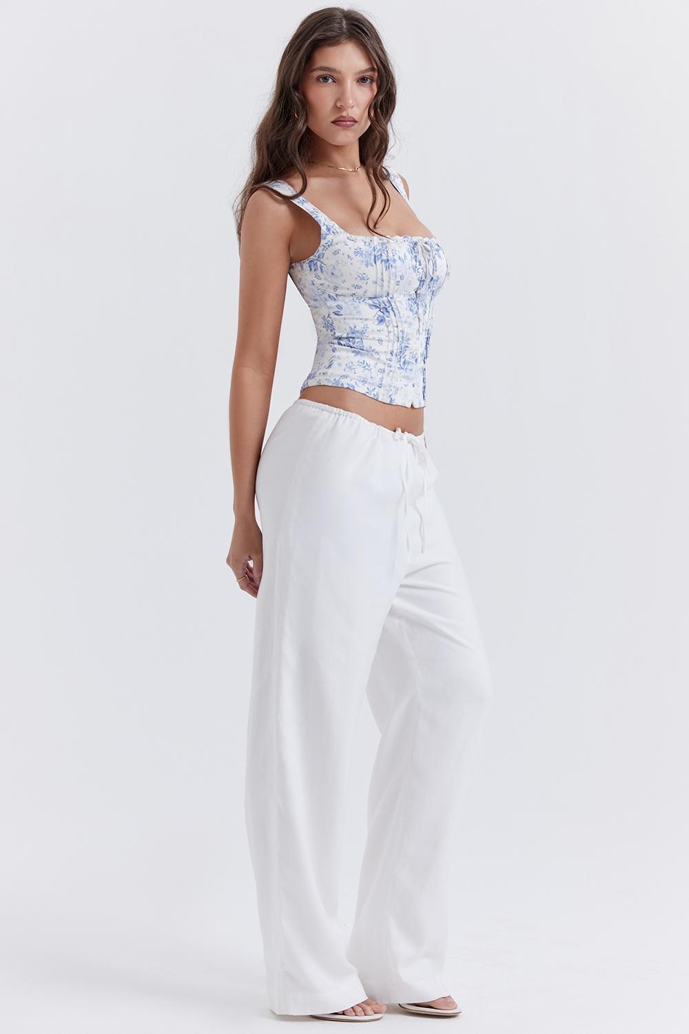 Cleo Ivory Linen Mix Trousers Product Image