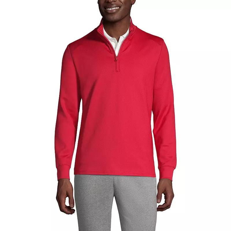 Men's Lands' End School Uniform Quarter Zip Pullover Sweatshirt, Size: Large, Red Product Image