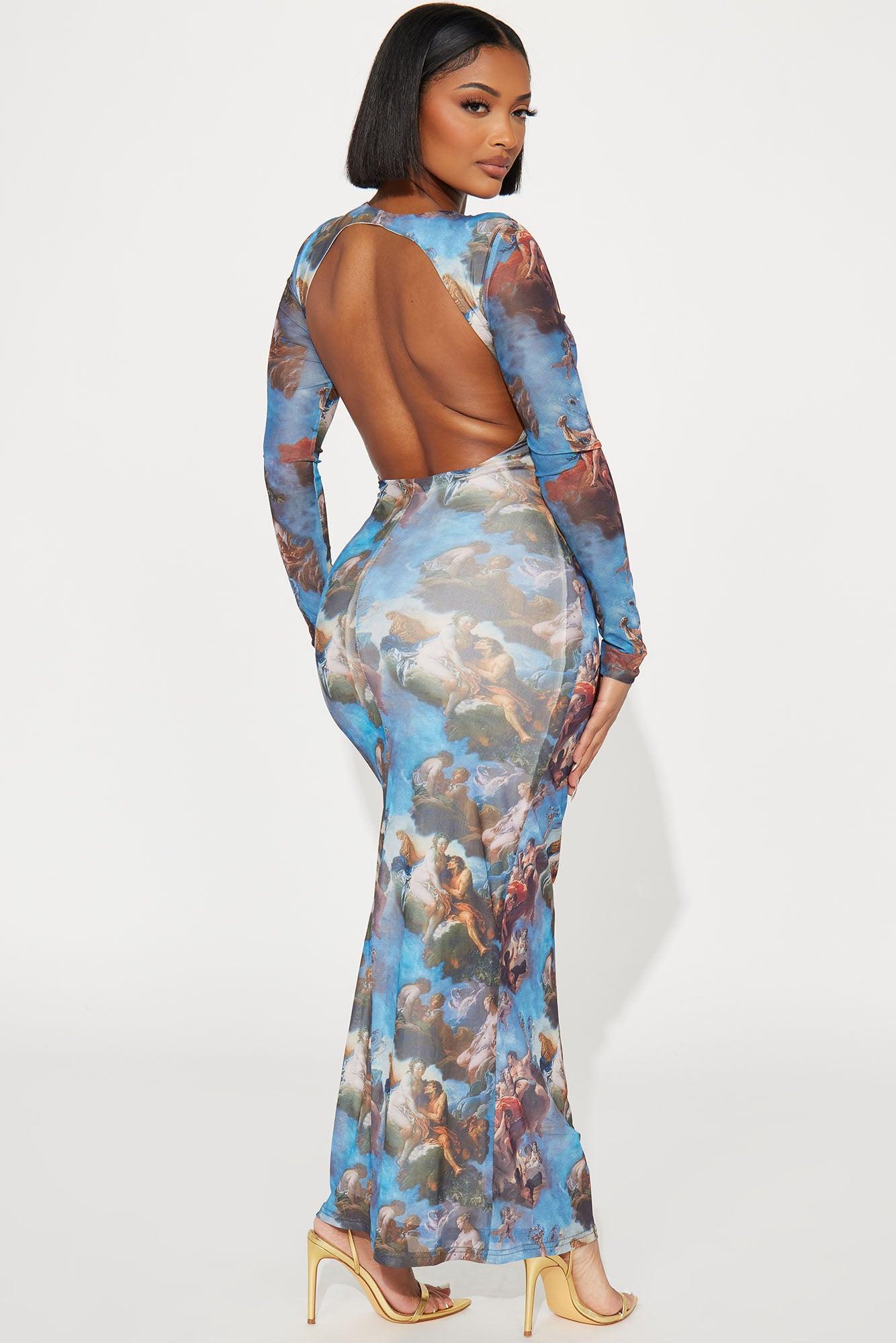 Angelic Mesh Maxi Dress - Blue/combo Product Image