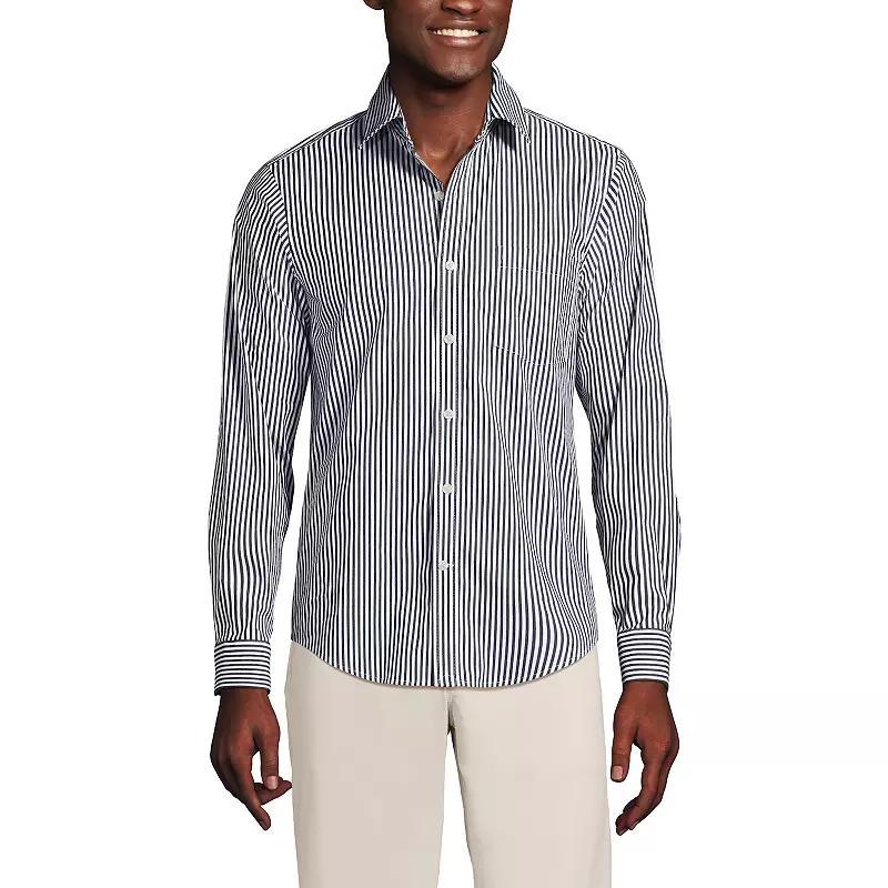 Men's Lands' End Traditional Fit Travel Button-Down Shirt, Size: XXL, Blue Fine Stripe Product Image