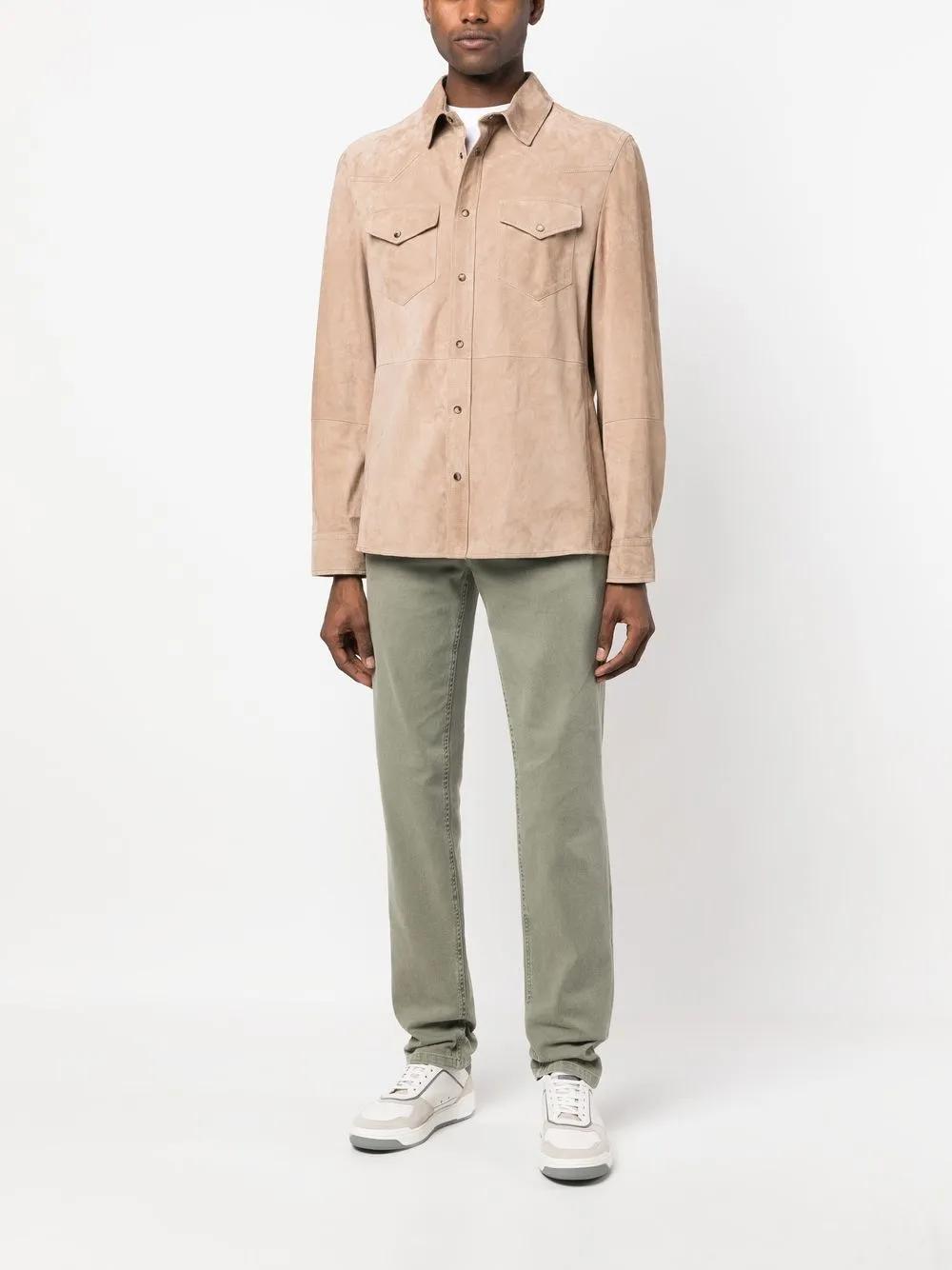 BRUNELLO CUCINELLI Button-up Suede Shirt In Neutrals Product Image