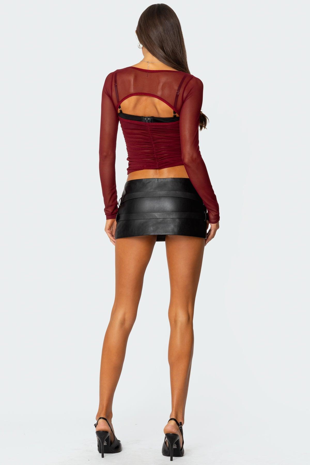 Tristina Ruched Mesh Bra Top Product Image