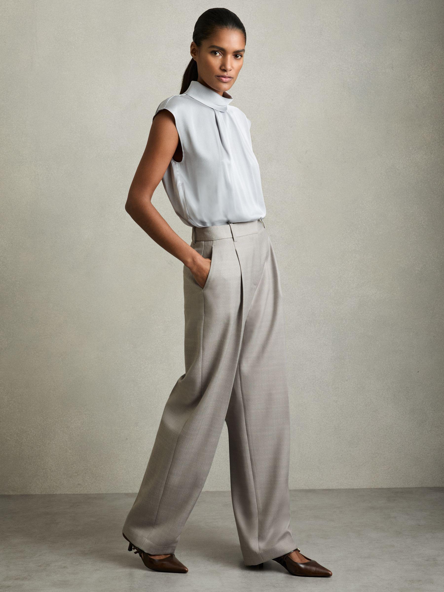 Petite Linen Belted Sleeveless Midi Dress in Neutral Product Image