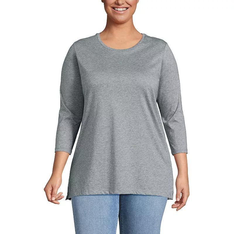 Plus Size Lands' End Supima Cotton Relaxed Fit Crewneck Tunic, Women's, Size: 3XL, Soft Orchid Stripe Product Image