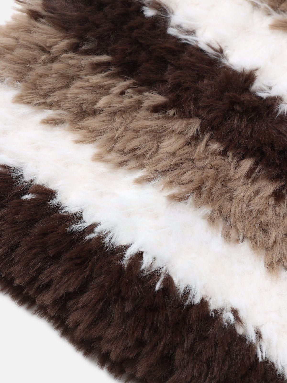 Stripe Plush Beanie Female Product Image