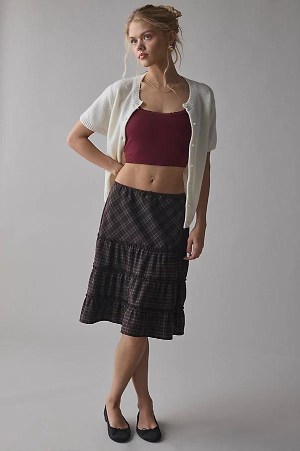 Urban Renewal Remnants Tiered Plaid Knee-Length Skirt Womens at Urban Outfitters Product Image