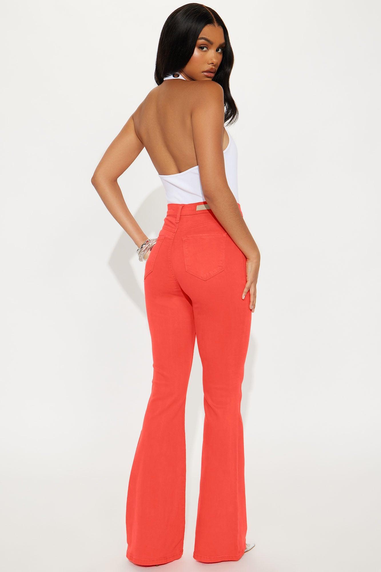 Sunset Hour High Rise Flare Jeans - Orange Product Image