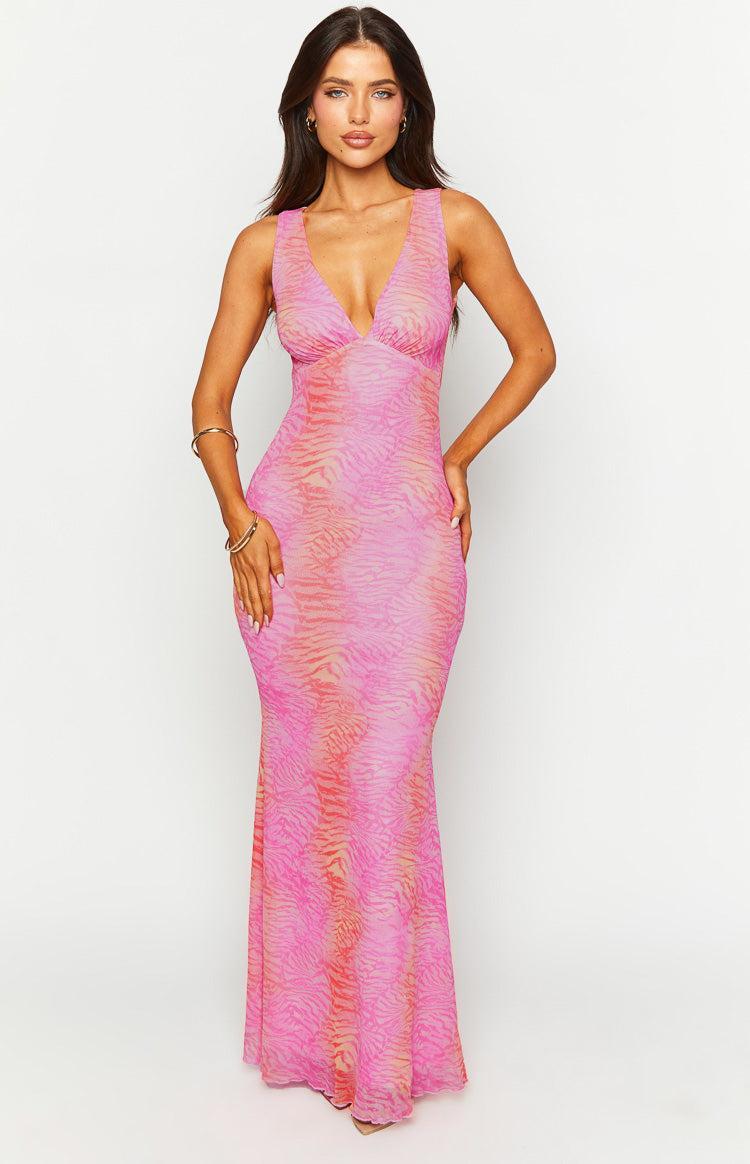Sunflower Pink Sunset Tiger Print Maxi Dress Product Image