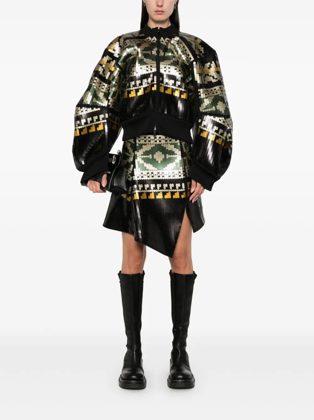 SACAI Sequinned Bomber Jacket In Black Product Image