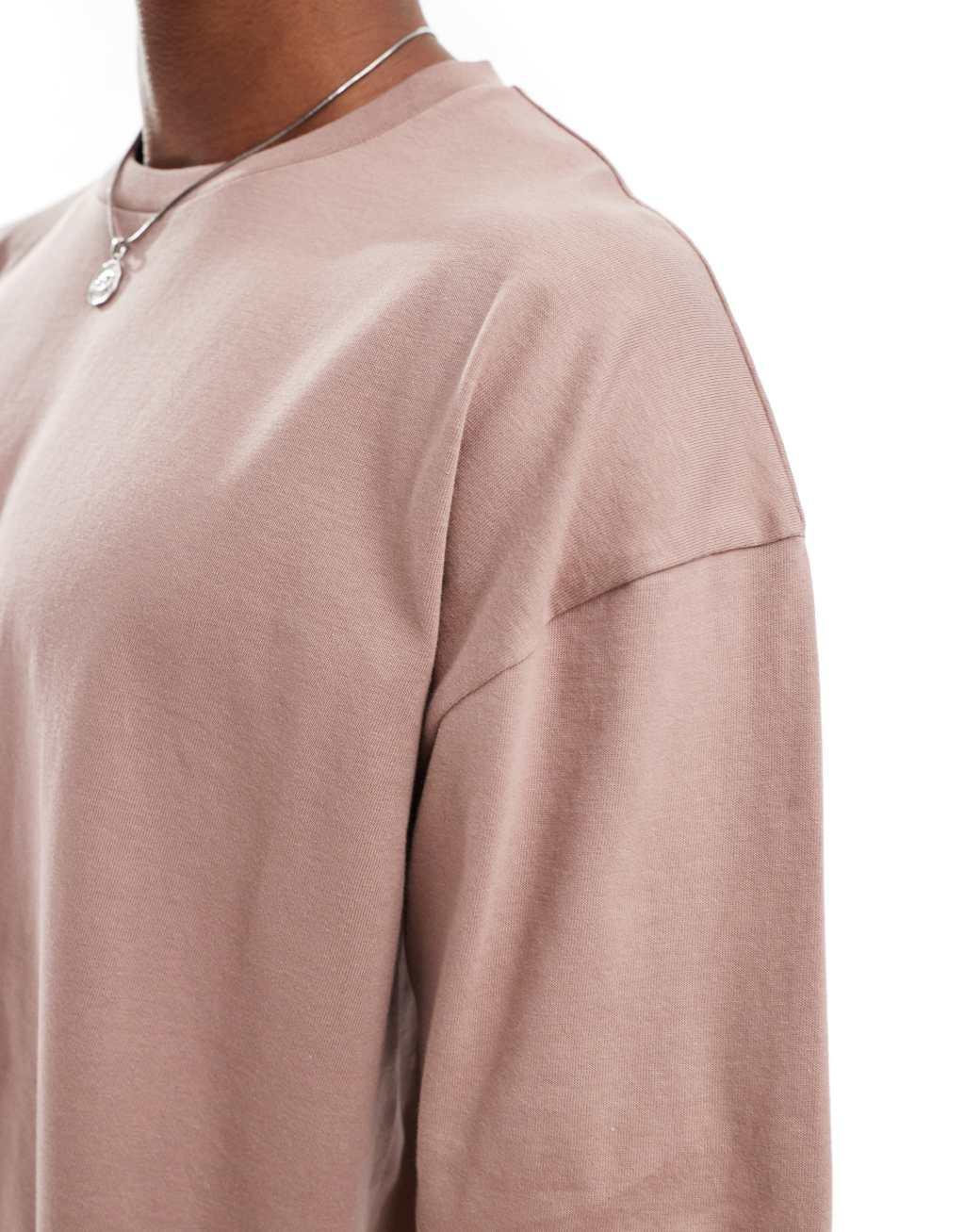 ASOS DESIGN essential 2 pack oversized t-shirts in brown and pink Product Image