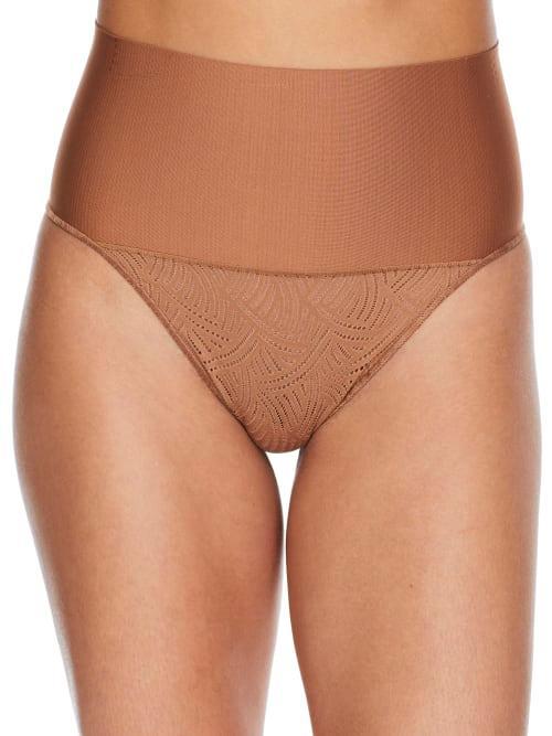 Maidenform Firm Control Shapewear Tame Your Tummy Lace Thong Panty 0049, Women's, Size: Medium, Nude Transparent Lace Product Image